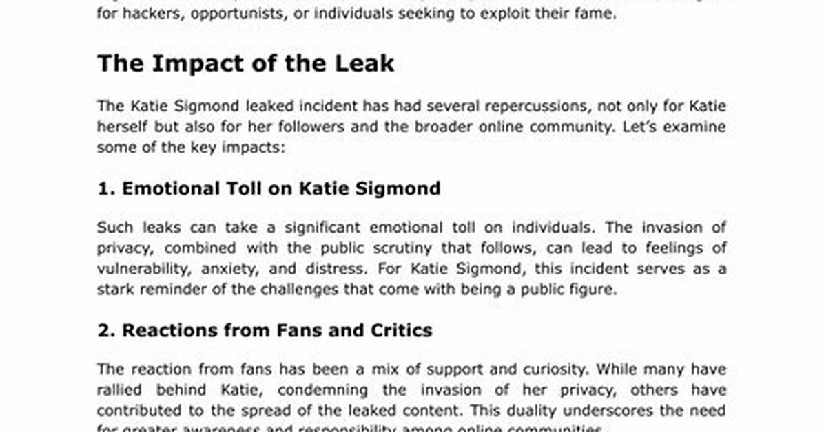 Katie Sigmond: Unraveling the Mystery Behind the Leak
